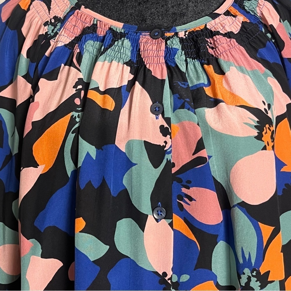Tucker by Gaby Basora Silk Blouse – Abstract Floral Print, Size Large - Picture 10 of 10